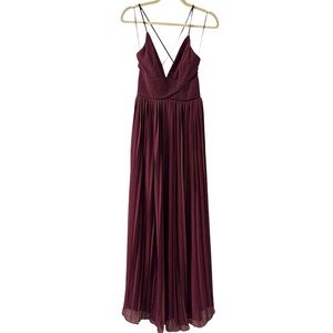 Fashion Nova Pleated Burgundy Maxi Dress size XS